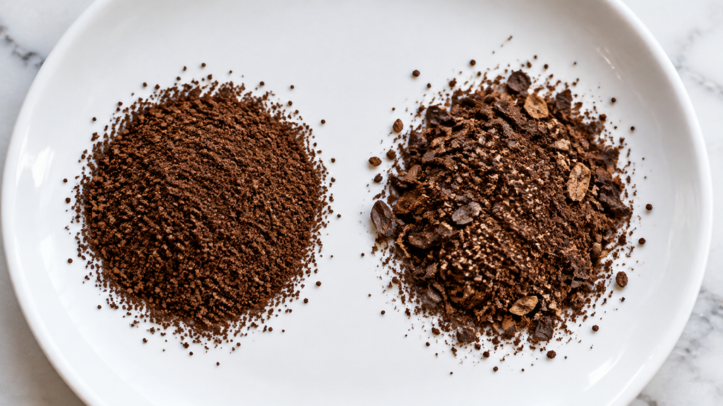 Even burr-ground coffee compared with uneven blade-ground coffee